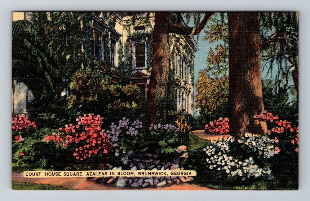 Brunswick GA-Georgia Court House Square Azaleas Standard Post Vintage Postcard