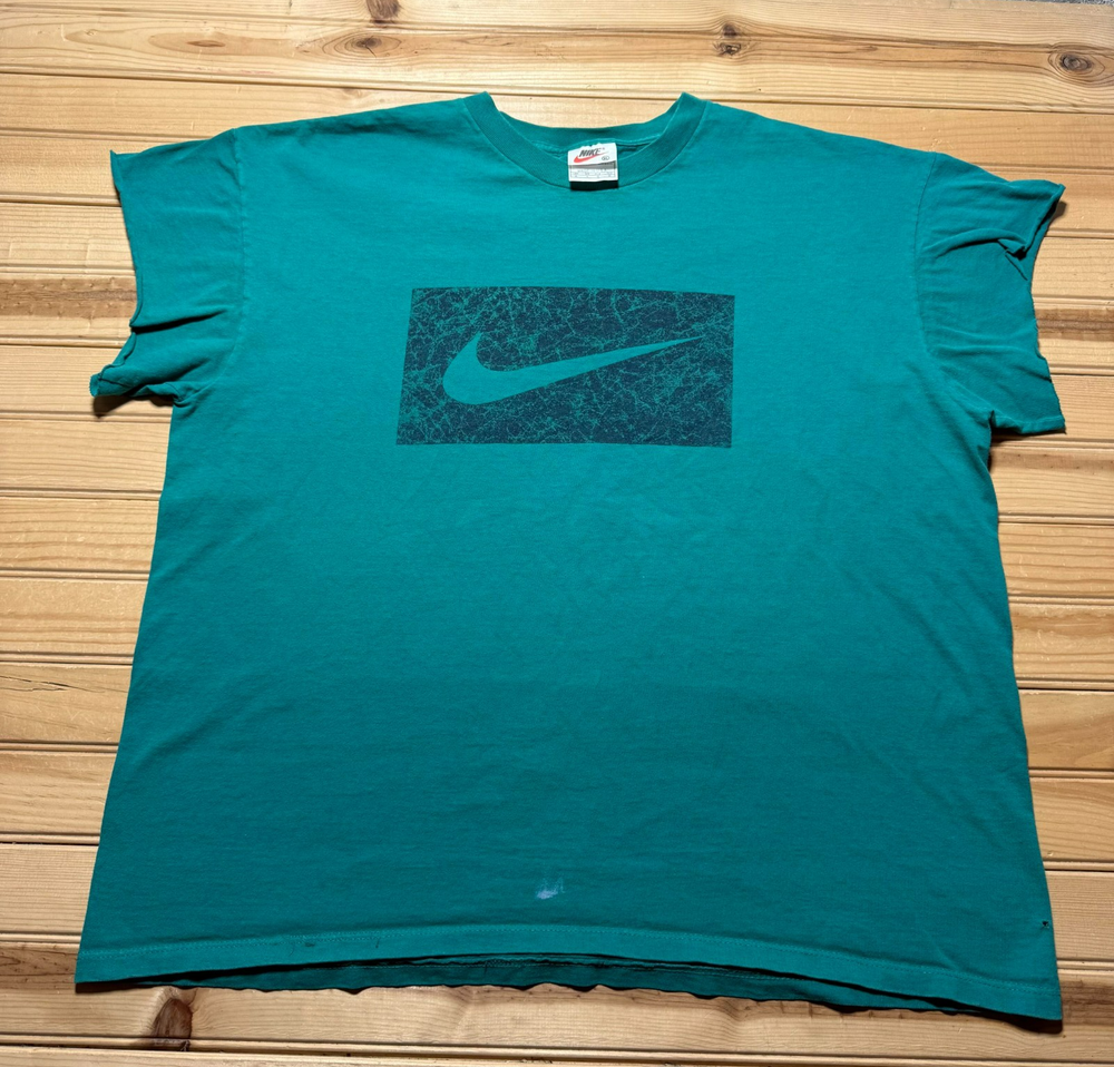 Vintage Y2K Nike Sportswear Big Swoosh  Box Logo Short Sleeve Shirt USA Size XL