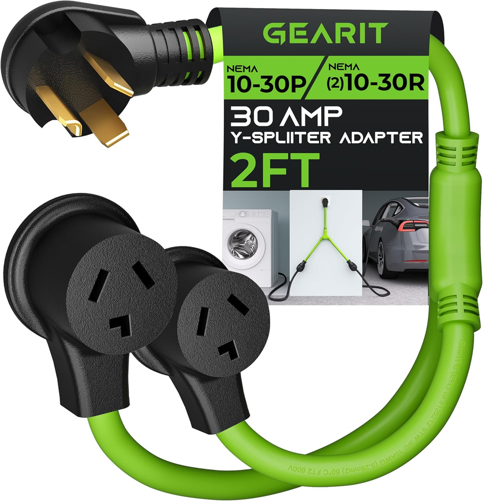 3 Prong Dryer Y- Splitter 30 Amp NEMA 10-30P to (2) NEMA 10-30R Receptacle - STW