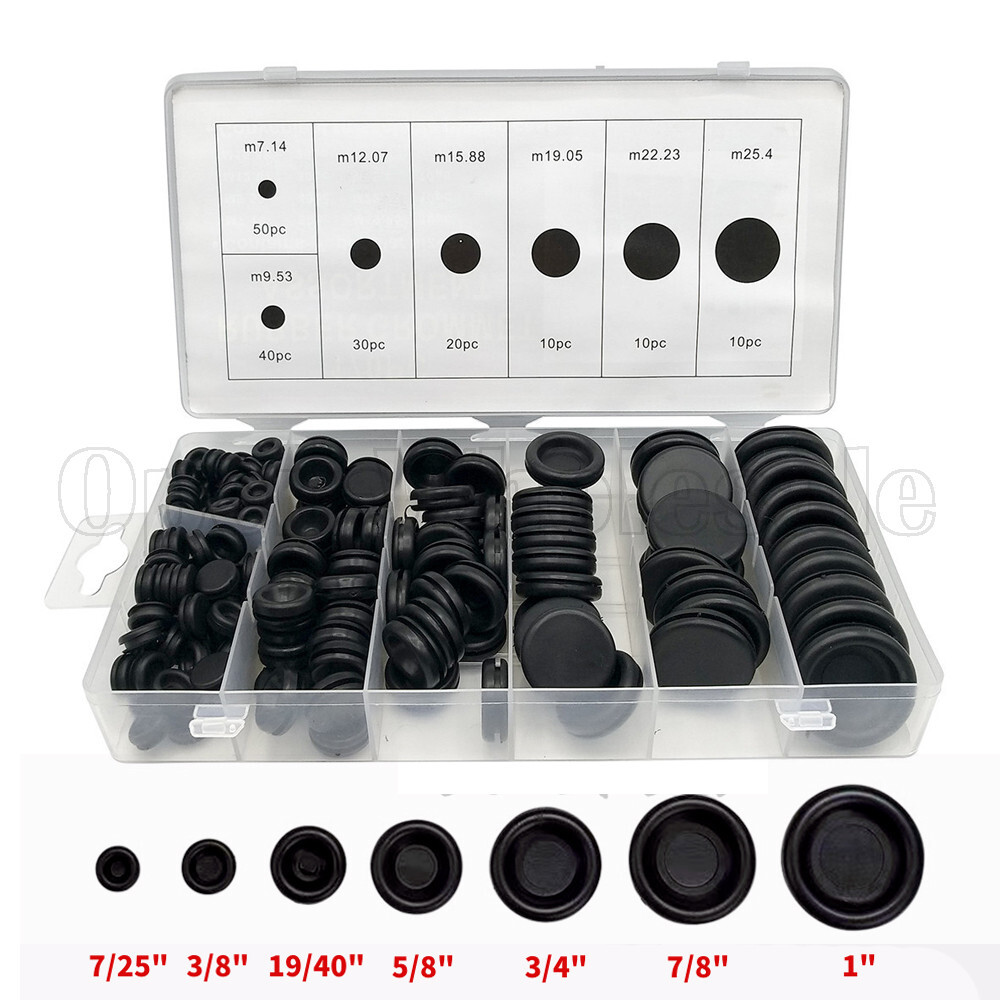 170PCS Rubber Grommet Firewall Hole Plug Electrical Wiring Gasket Assortment Kit