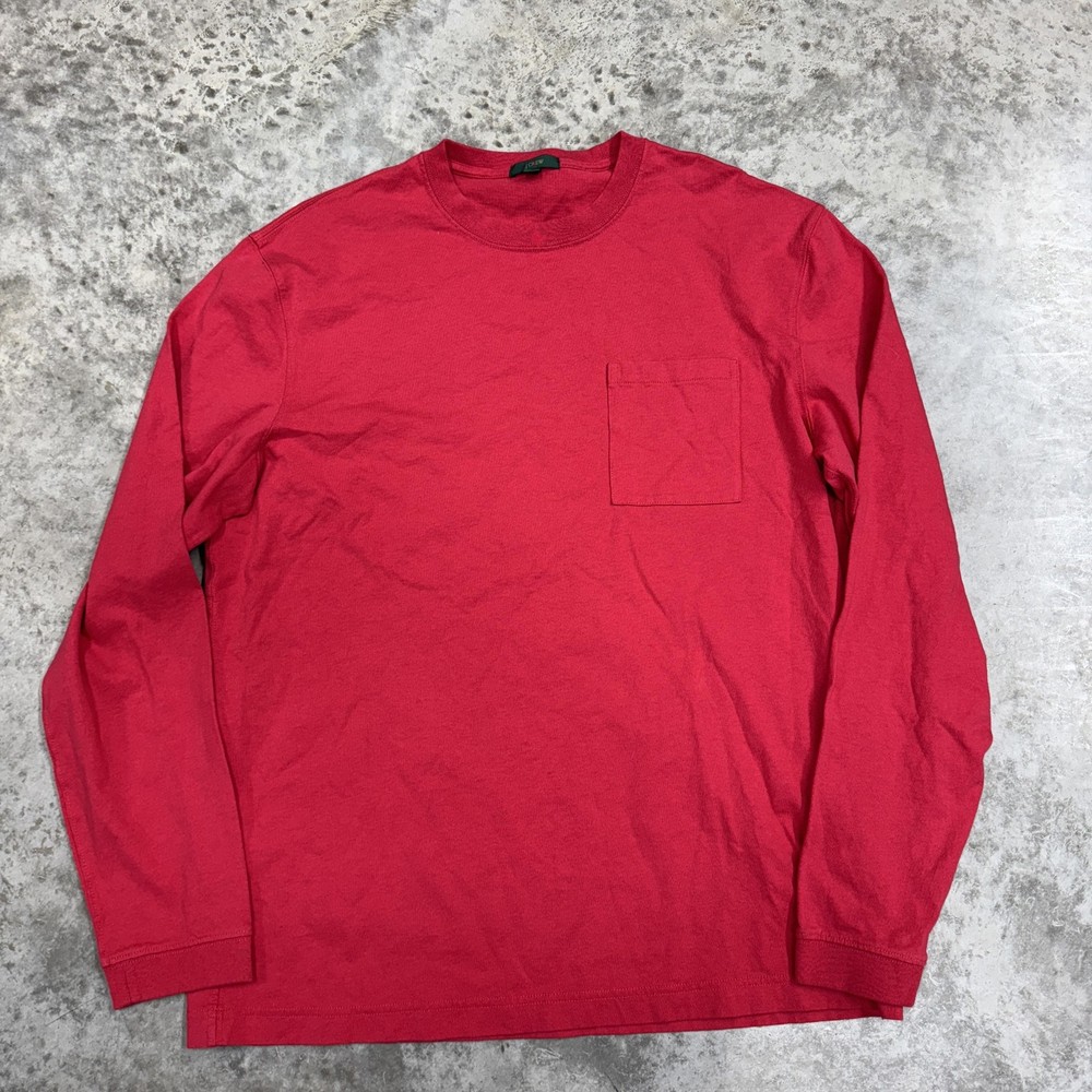 J.Crew Shirt Mens Large Red Long Sleeve Pocket Tee Oarsman preppy cotton