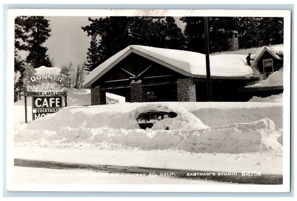c1940's Donner Lake Lodge Cafe Eastman Tahoe Truckee CA RPPC Photo Postcard