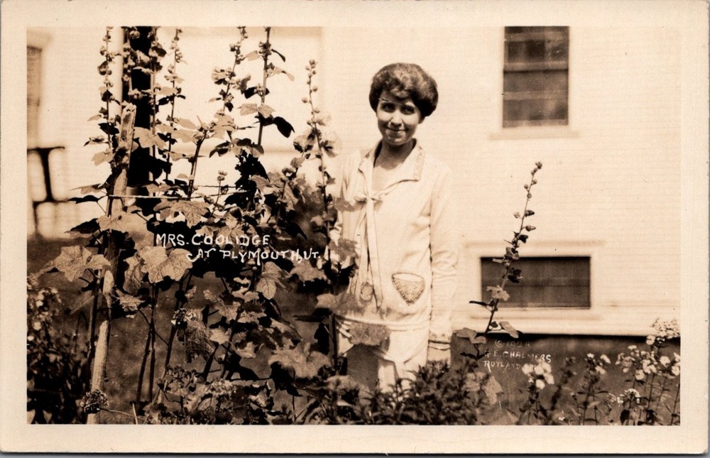 RPPC Mrs. Coolidge (Florence Harding) Plymouth VT 1924 L. Chalmers Photo