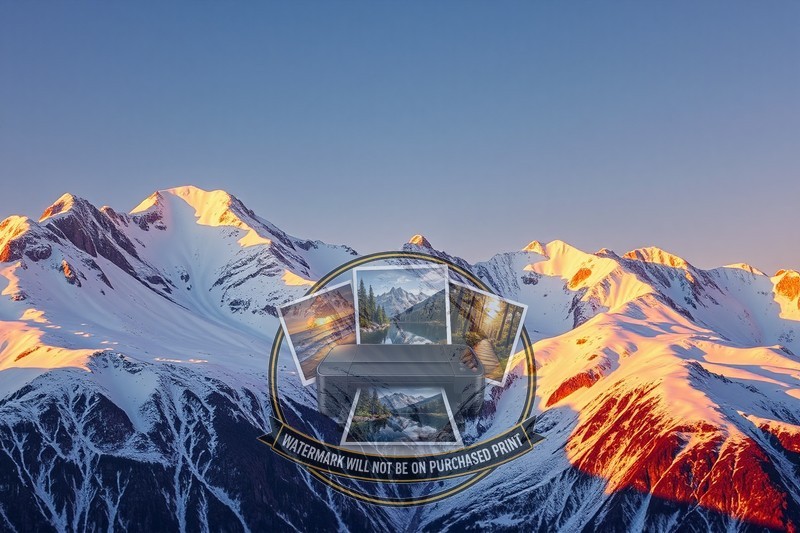 Majestic Snowy Mountain Range at Golden Hour Wall Art Home Decor 4x6 AI Photo