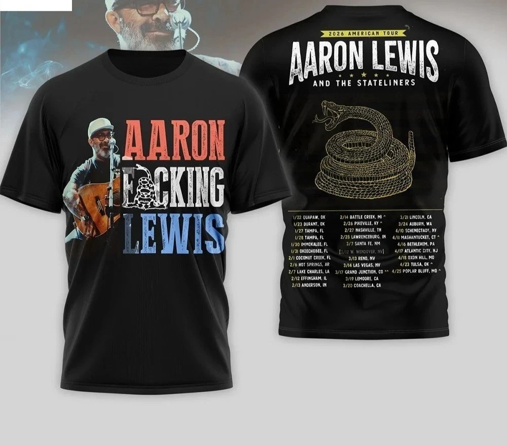 Aaron Lewis 2026 American Tour Country Music Concert Fan 3D T-Shirt BO2687