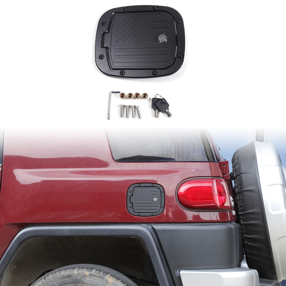 Alloy US Flag Style Fuel Tank Cap Safety Lock Cover For Toyota FJ Cruiser 07-21