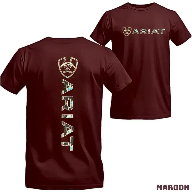 Ariat T-Shirt, Geometric Southwestern Logo Design, Breathable Fabric For All-Day