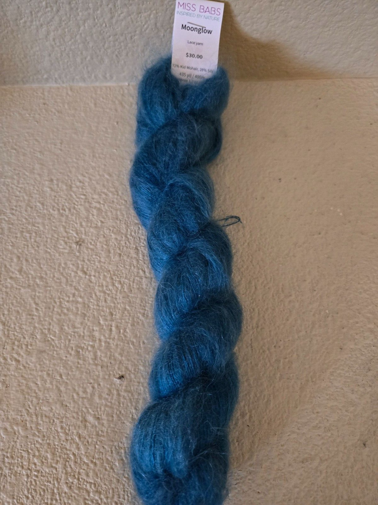 New 1 Skein Miss Babs Yarn Moonglow Lace Yarn Mohair Silk Hand Dyed  USA Mizzle
