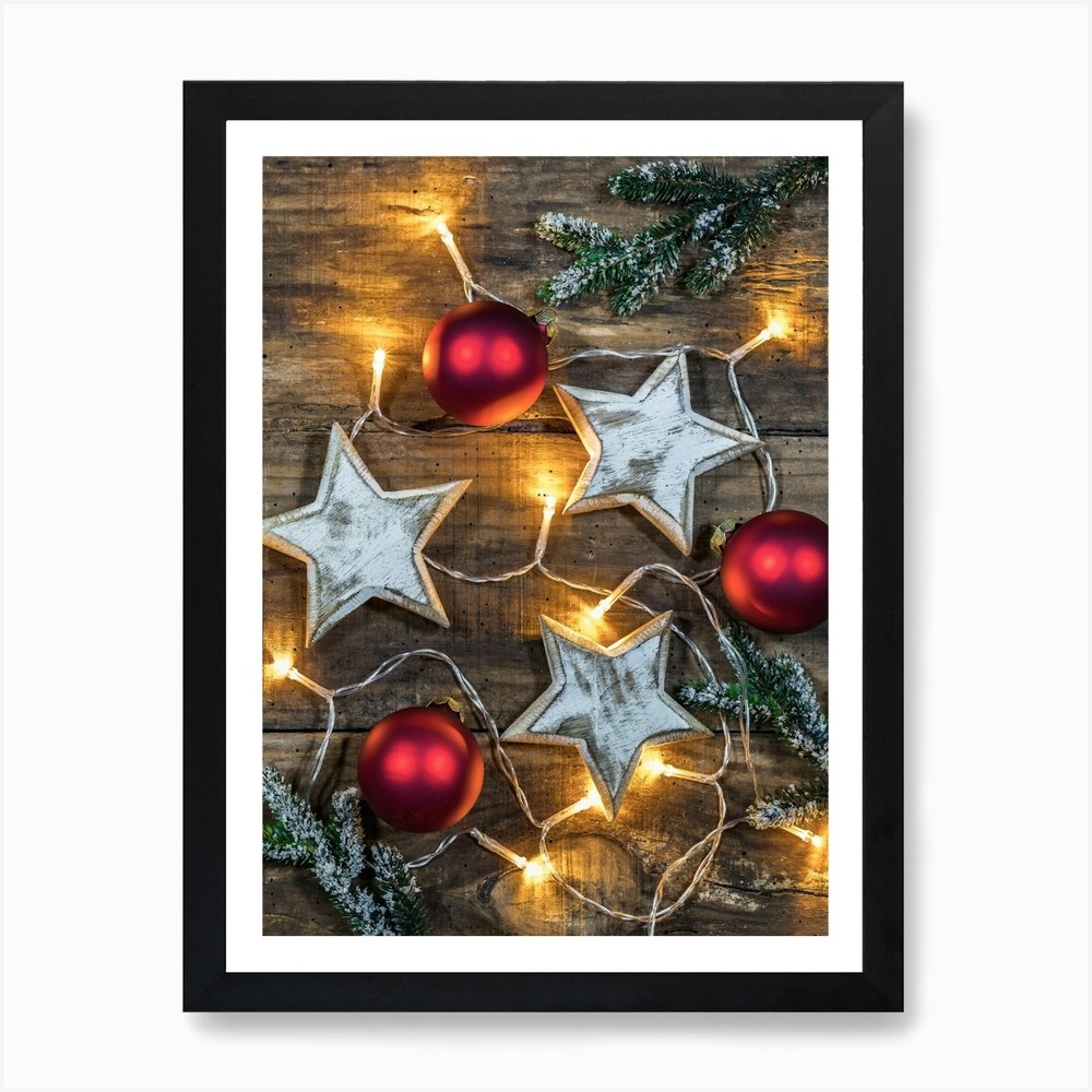 Christmas Decoration with lights Ar Framed Wall Art Poster Canvas Print Picture