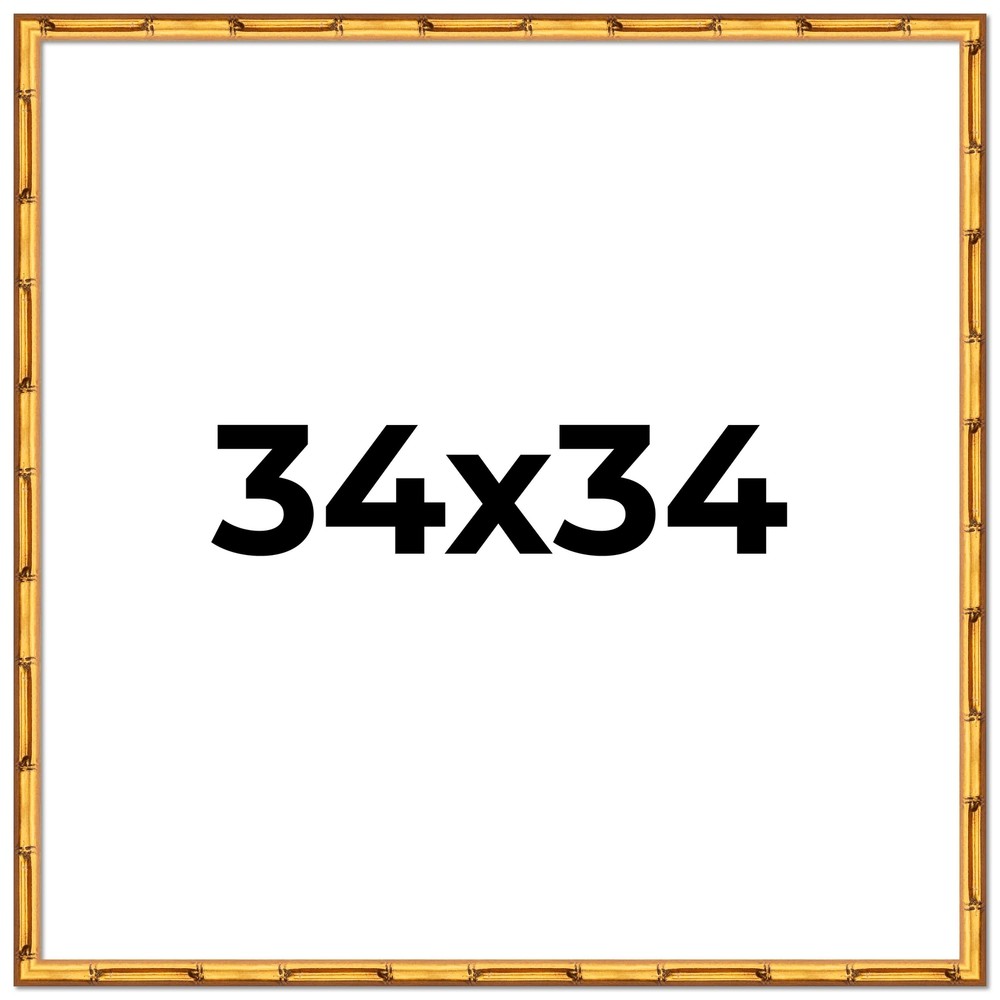 34x34 Frame Gold Bamboo Solid Wood Picture Frame | 1 Inch Moulding Width | Inter