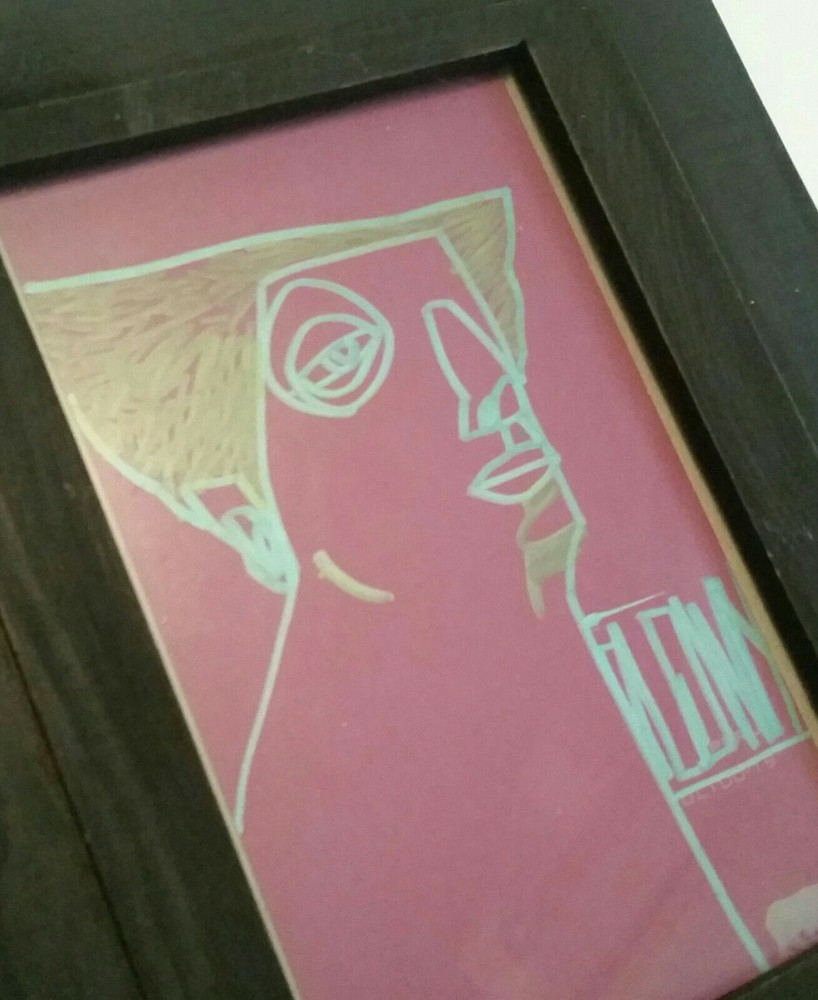 Framed Drawing Abstract Graffiti Drawing Original Art Indie Modern OUTSIDER-image