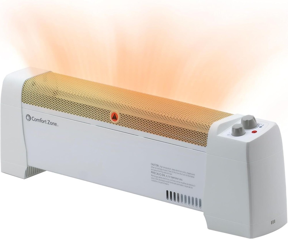 Comfort Zone Electric Baseboard Space Heater with Adjustable White