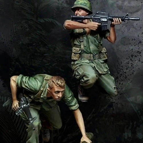 Unpainted 1/35 US Soldiers In Battle Vietnam War Resin Figure Model Kit