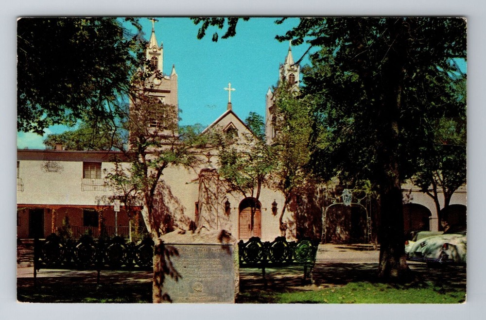 Albuquerque NM-New Mexico, Plaza And San Felipe Church Souvenir Vintage Postcard