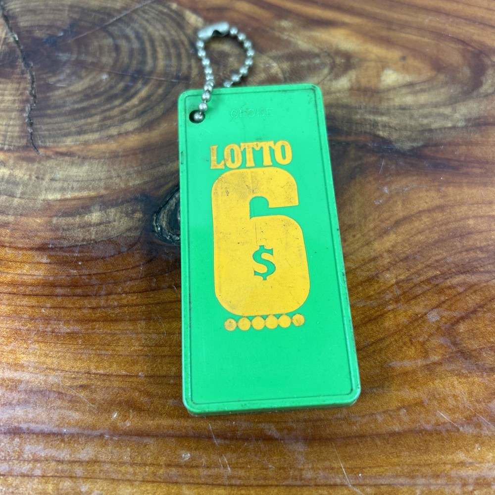VTG Lucky Lotto Pick 6 Lottery Keychain 6/49 USA Plastic Shake Mini Balls 1986