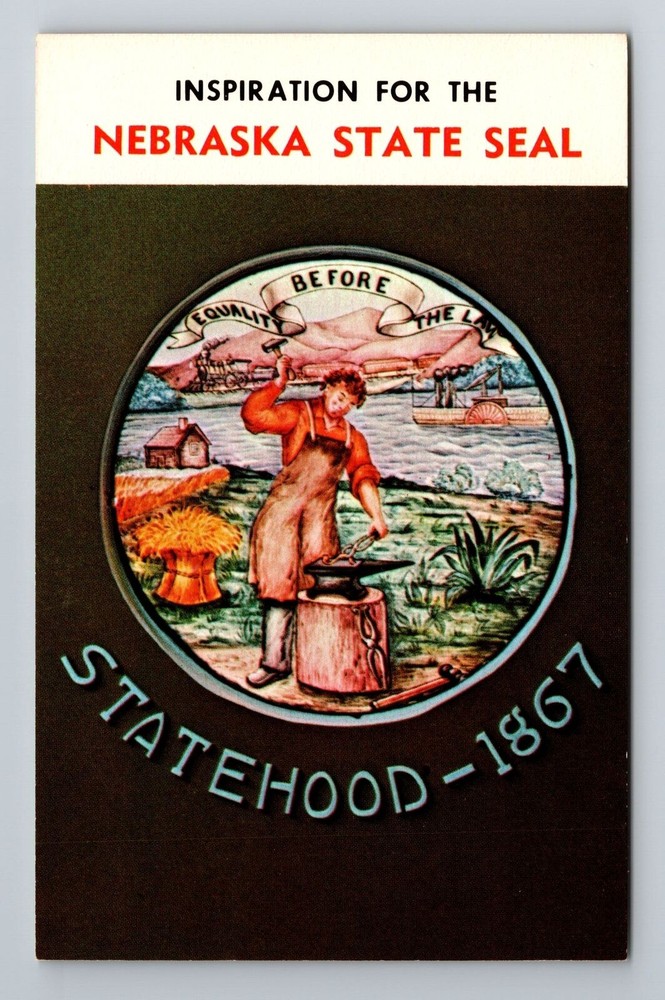 NE-Nebraska, Nebraska State Seal, Antique, Vintage Souvenir Postcard