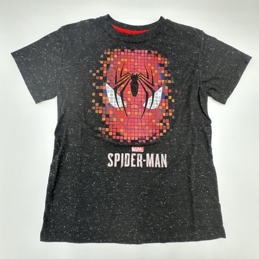 Sz Medium 10/12 Marvel Spiderman Boys Black Crew Tee Spider-man T-Shirt