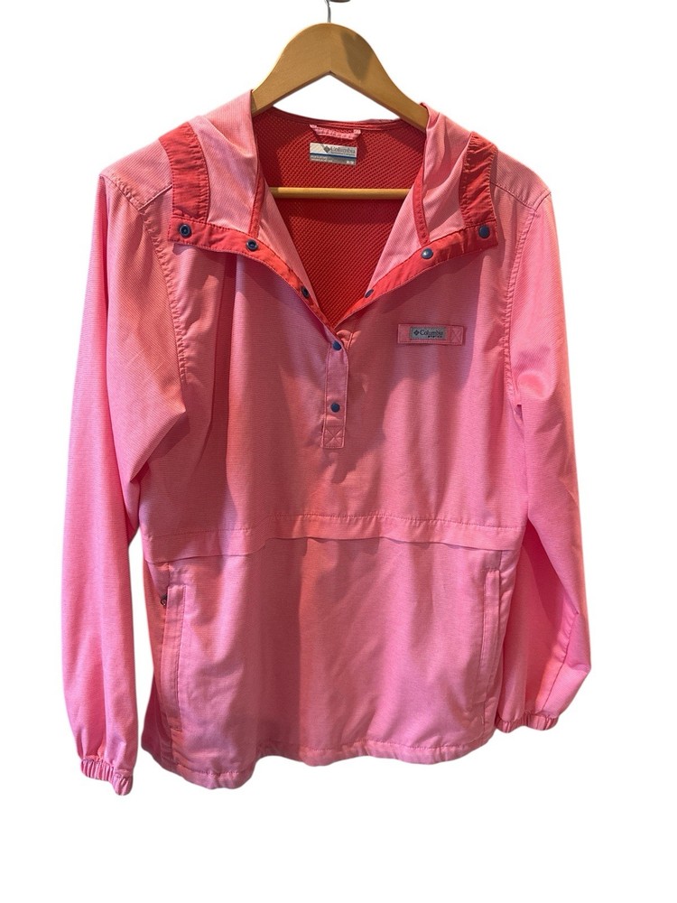 Columbia PFG Pink Lightweight Snap Crystal Springs Hoodie Pullover Vented Size M