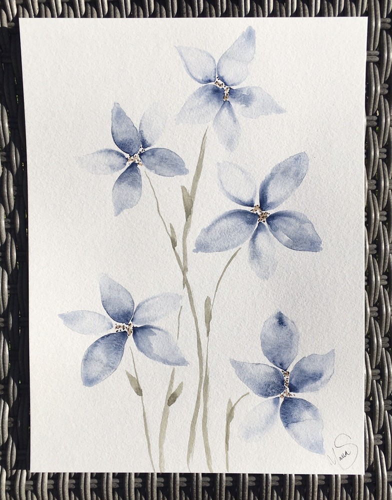 Maria Scalf Flower Floral Nature ORIGINAL PAINTING Watercolor 9x12 Expressionism