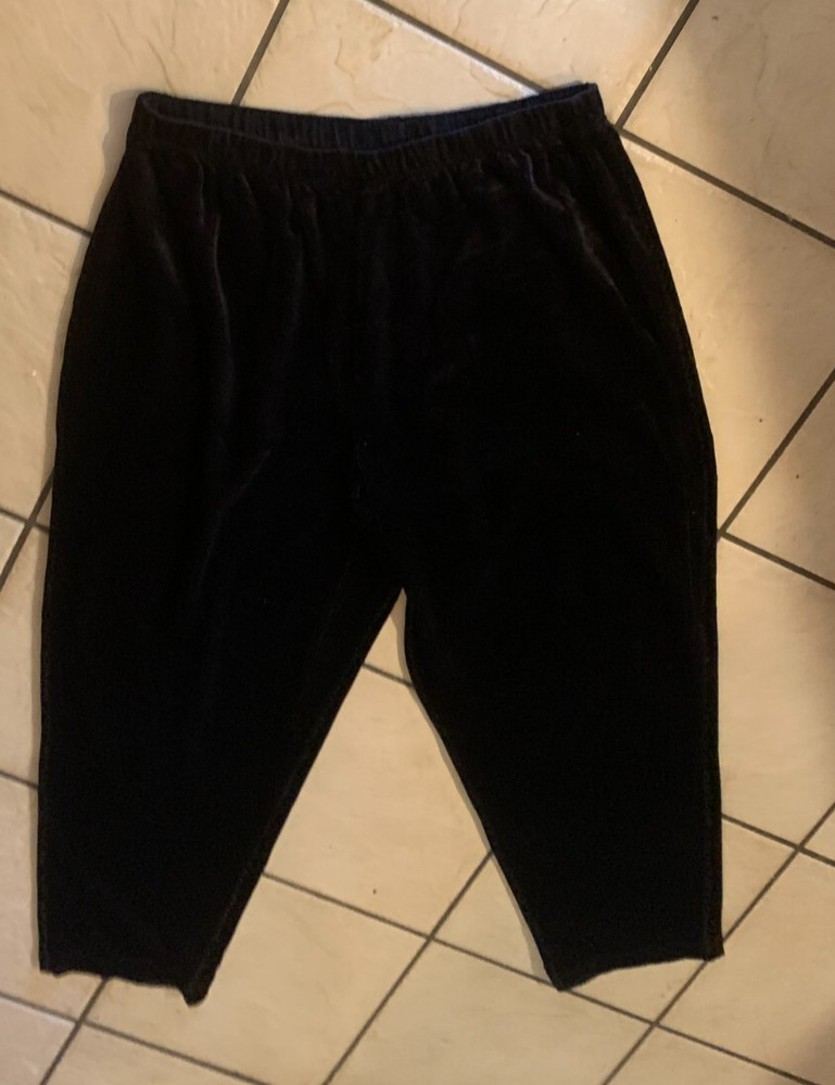 Woman's Plus Size 2X Soft Small Corded Black Pull-On  Velvet Pants