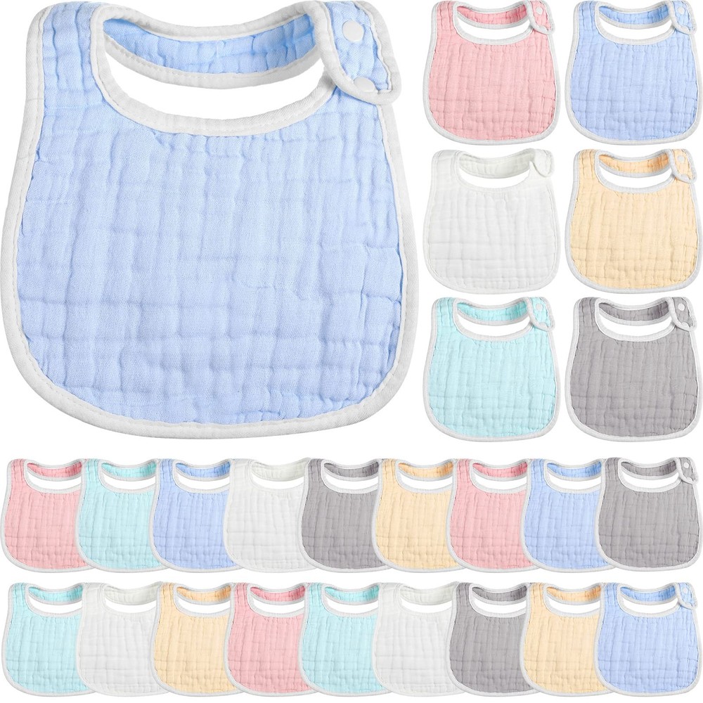 24 Pcs Muslin Baby Bibs Bandana Drool Bibs for Unisex Boys Girls Soft Cotton ...