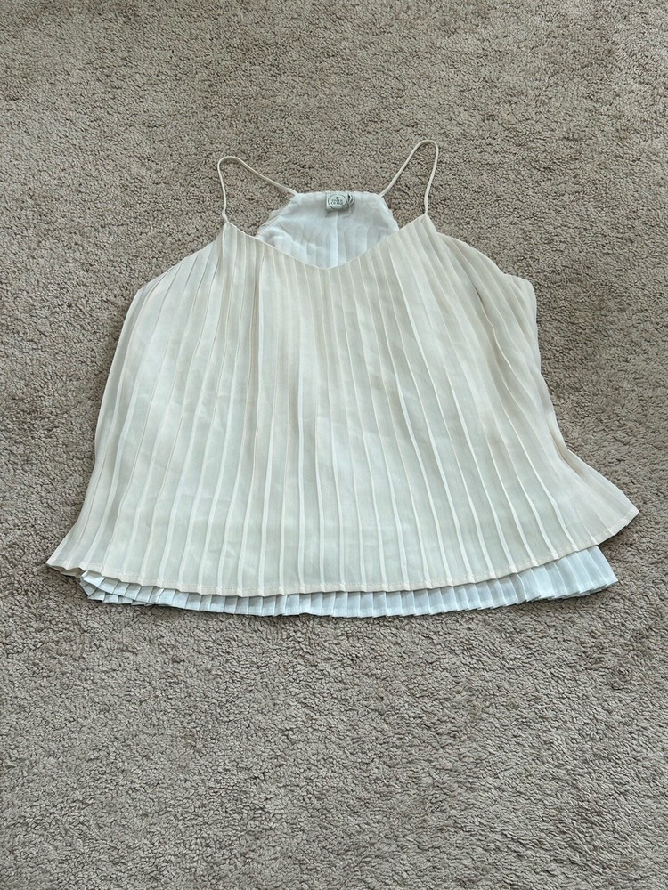 Papercrane Womens Shirt Sz Small Multicolor Pleated Strappy Classic Dressy Flowy