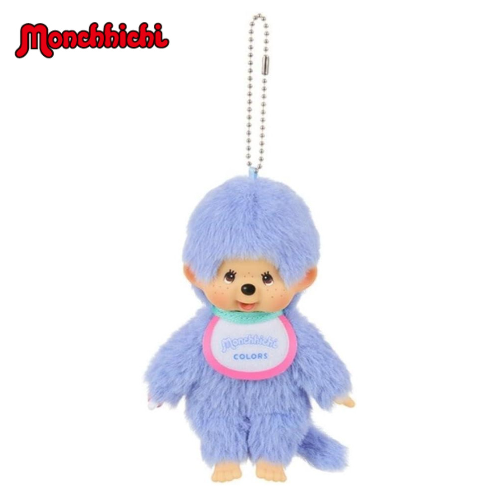 Monchhichi COLORS Keychain Blue Plush Doll Sekiguchi Japan Pastel Kawaii NEW