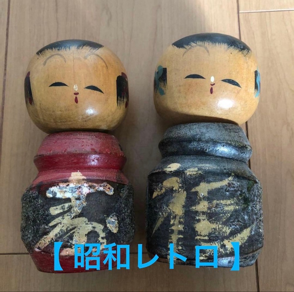 Showa Retro Kokeshi Doll Atami Fuku Kotobuki Wooden Ornament Traditional Craft