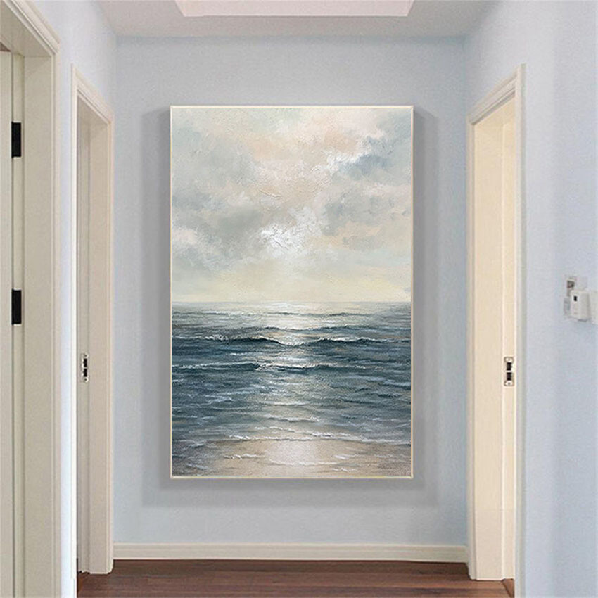 Handmade Canvas Oil Painting Interior Decoration Salon Sea Dawn Modern Art