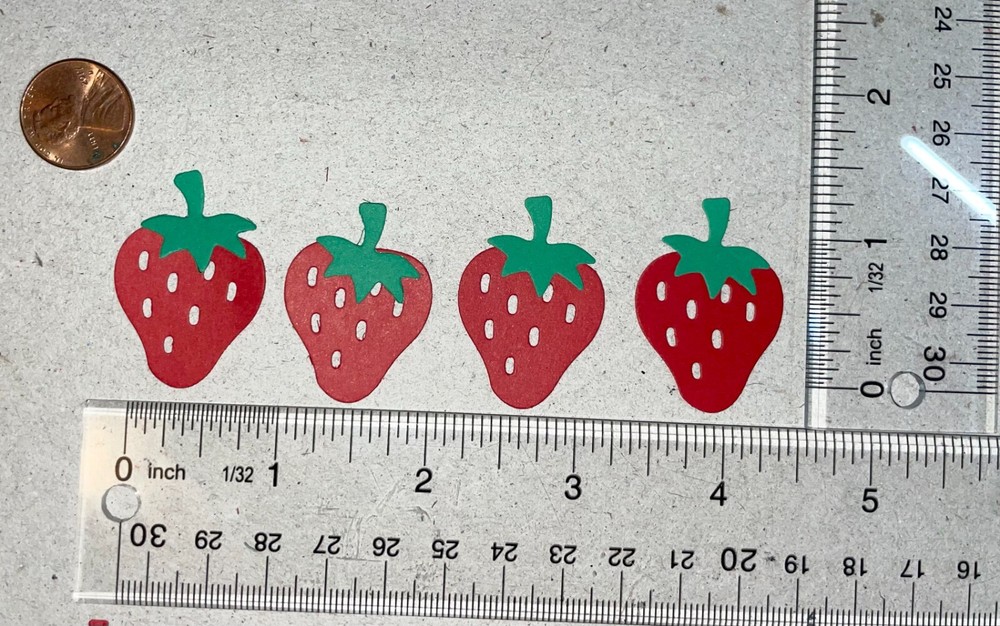 🍓10 STRAWBERRY cardstock paper die cut embellishments