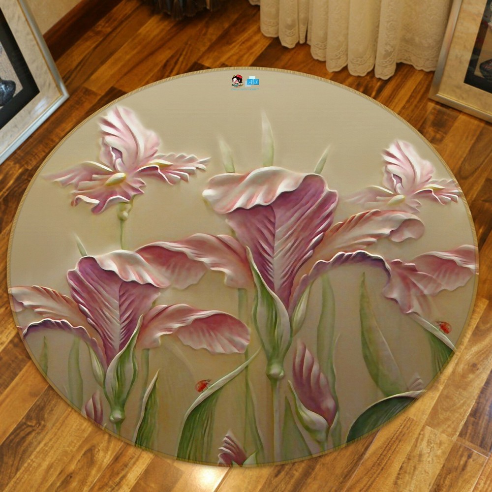 3D Embossed Pink Flower NAO10414 Game Rug Mat Elegant Photo Carpet Mat Fay