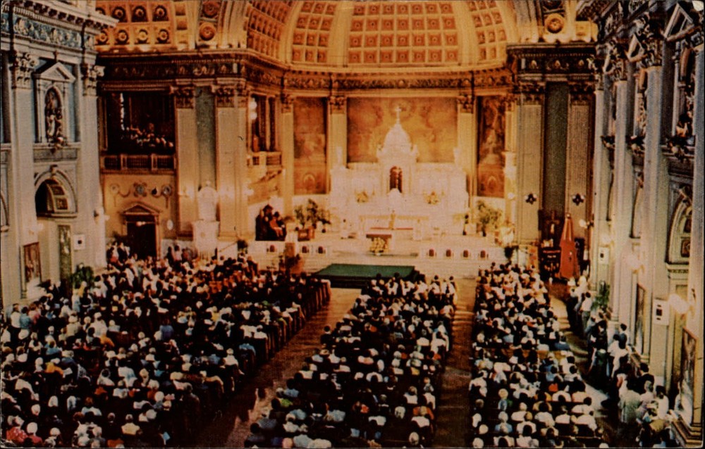 Chicago Illinois Our Lady of Sorrows Basilica interior altar vintage postcard