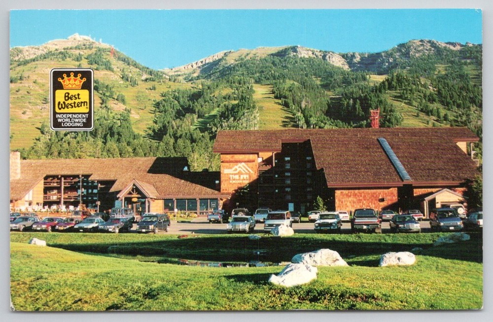 Vintage Best Western The Inn at Jackson Hole Teton Village WY Postcard 1984