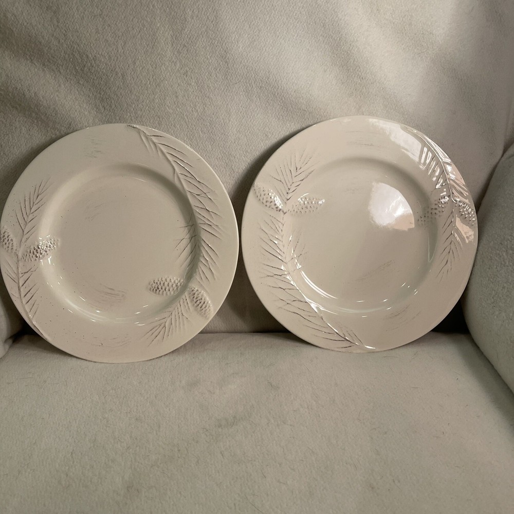Target Birch wood Chalet Pinecone Salad/ Luncheon Plates 9” Set 2