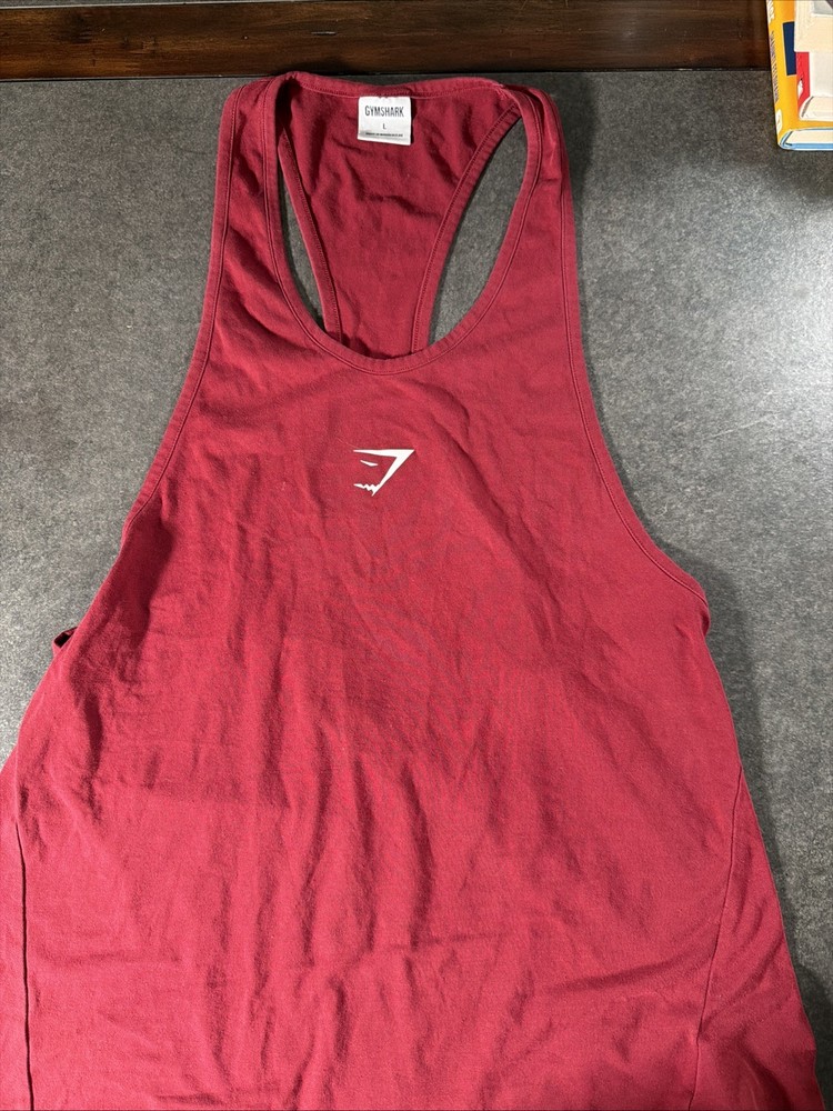 Gymshark Tank Top Mens Large Red Stringer Racerback Gym Athletic Workout Logo