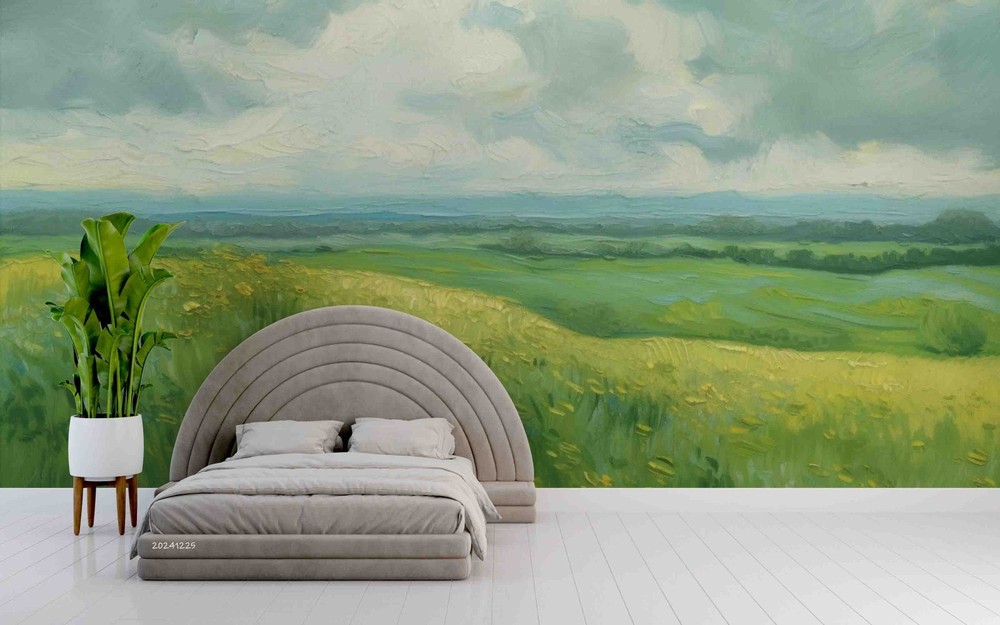 3D Sky Field Landscape Oil Painting Wall Murals Wallpaper Murals Wall Sticker 3