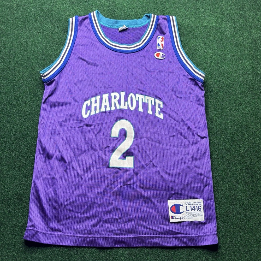Champion Larry Johnson Charlotte Hornets NBA Jersey Size Youth Large 14-16
