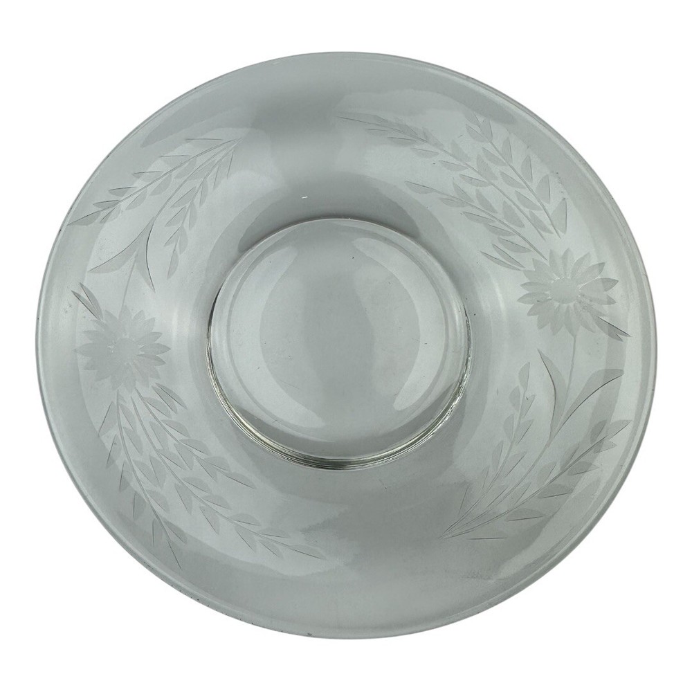 Vintage Etched Glass Flower And Wheat Glass Salad Dessert Plates Set Of 7