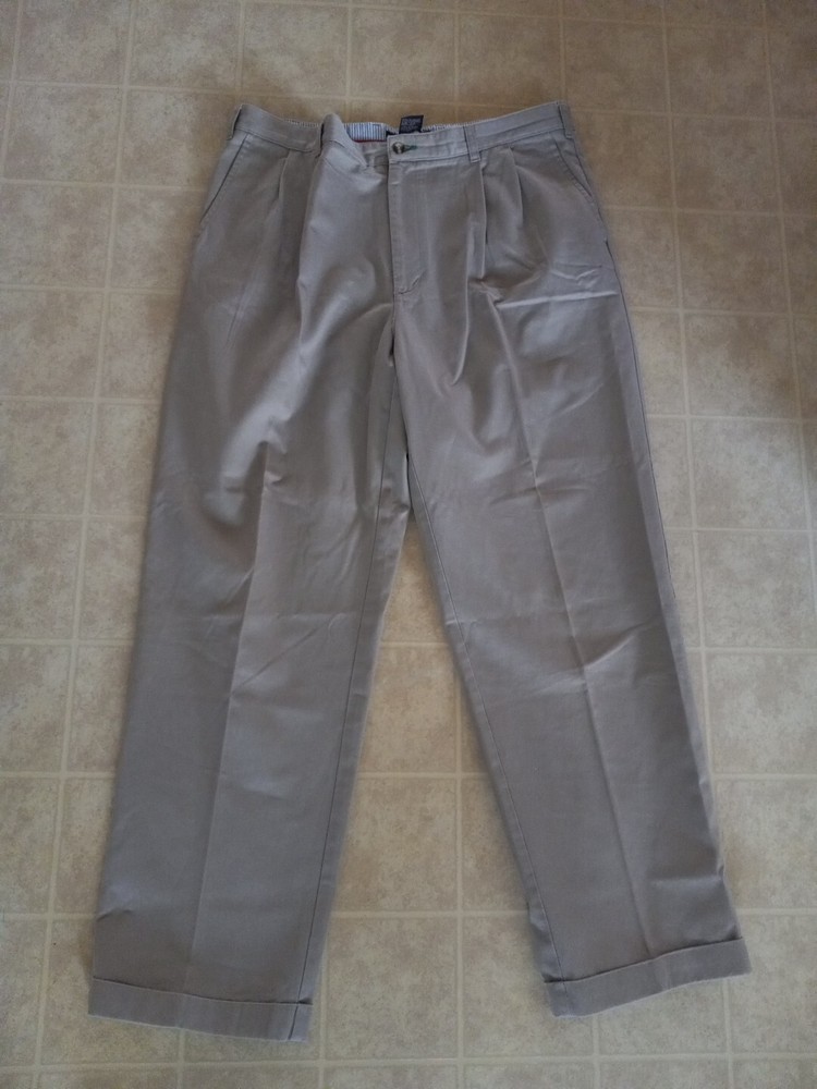 VTG Tommy Hilfiger 40x34 Khaki Pleated Cuffed Vintage Trousers