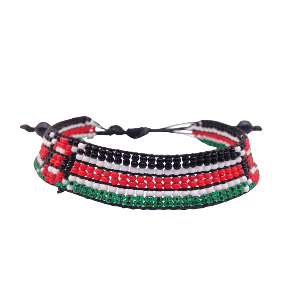 WHOLESALE Adjustable Wrist Band KENYAN FLAG Bracelet Masai Beads African Unisex