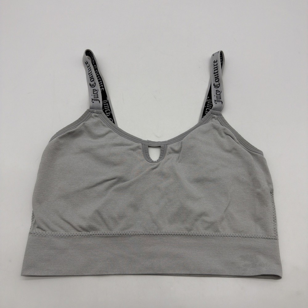 Juicy Couture Sports Bra Women M Gray Logo .#44293