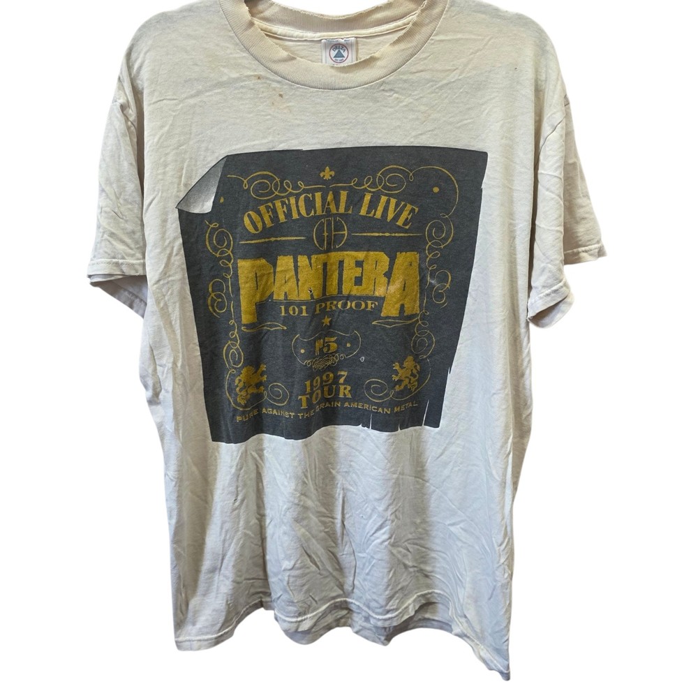 Vintage Pantera 1997 Official Live 101 Proof Tour Band T Shirt White L