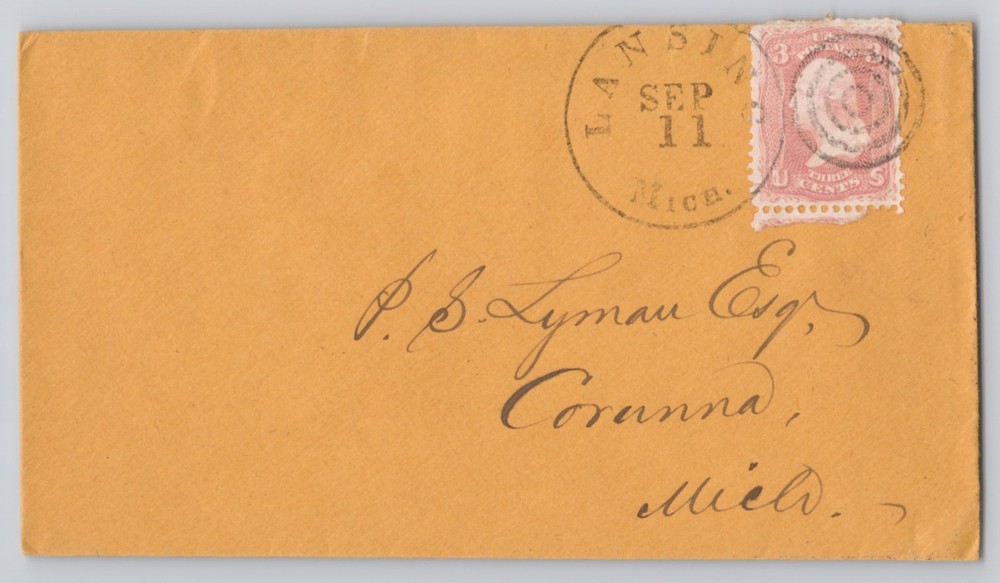Unlocated buff envelope, 3c Washington stamp, circular SEP 11 cancel