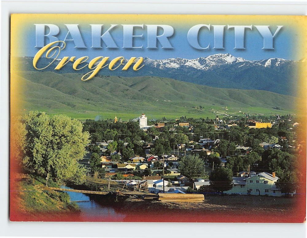 Postcard Aerial View Baker City Oregon USA