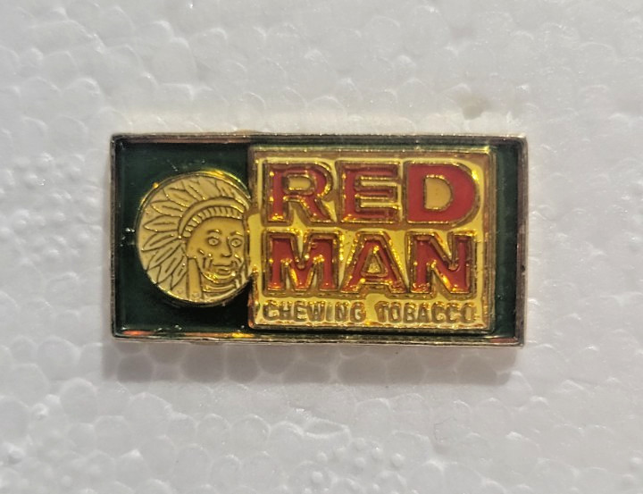 Vintage Red Man Chewing Tobacco Advertisement Lapel Pin