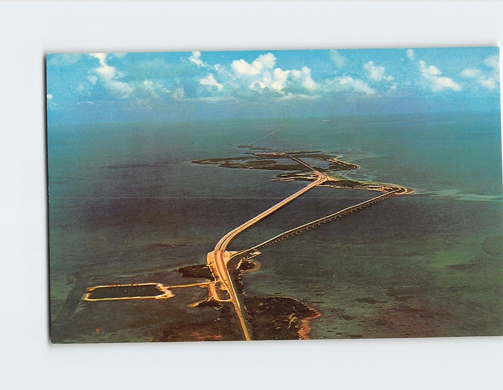 Postcard Aerial View of Twin Bridges of the Overseas Highway Bahia Honda Florida