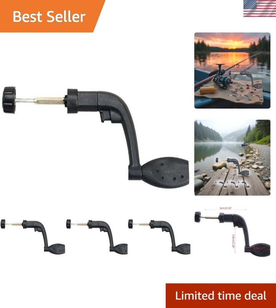 Set of 4 Black Fishing Spinning Reel Handle Grips - Universal Compatibility