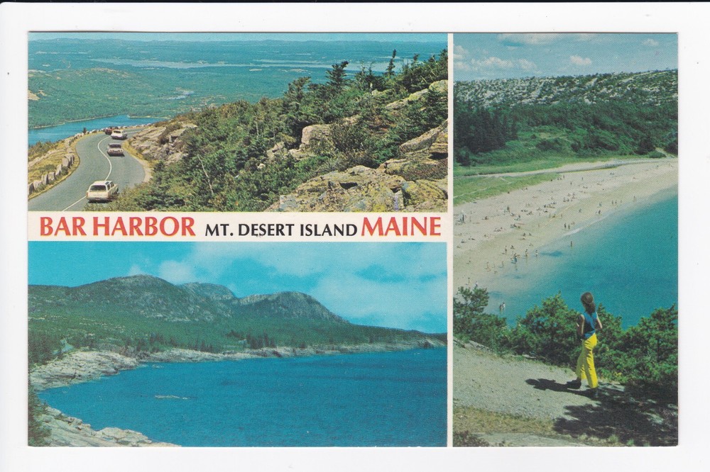 Multi-View Mt. Desert Island Bar Harbor Maine Chrome Postcard