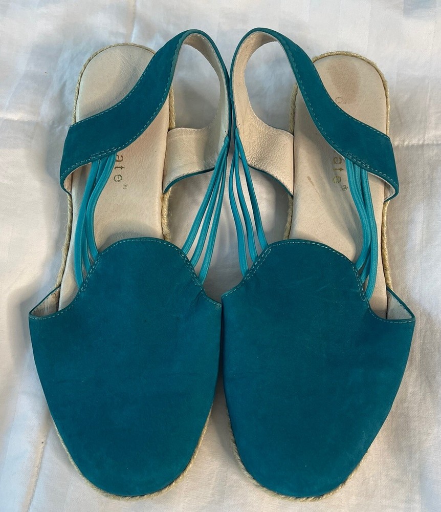 David Tate Sandals Womens Slingback Espadrille Green Slip On Size 8