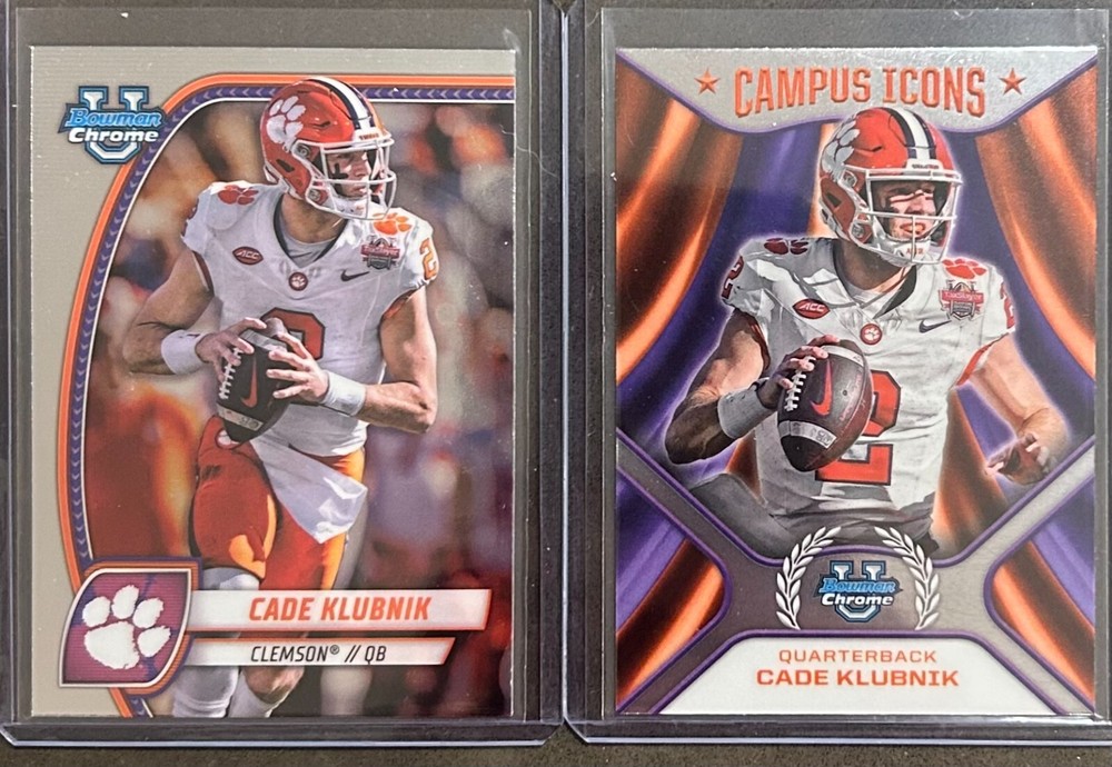 2024 Bowman Chrome U Football Cade Klubnik 2 Card Trading Lot! Clemson
